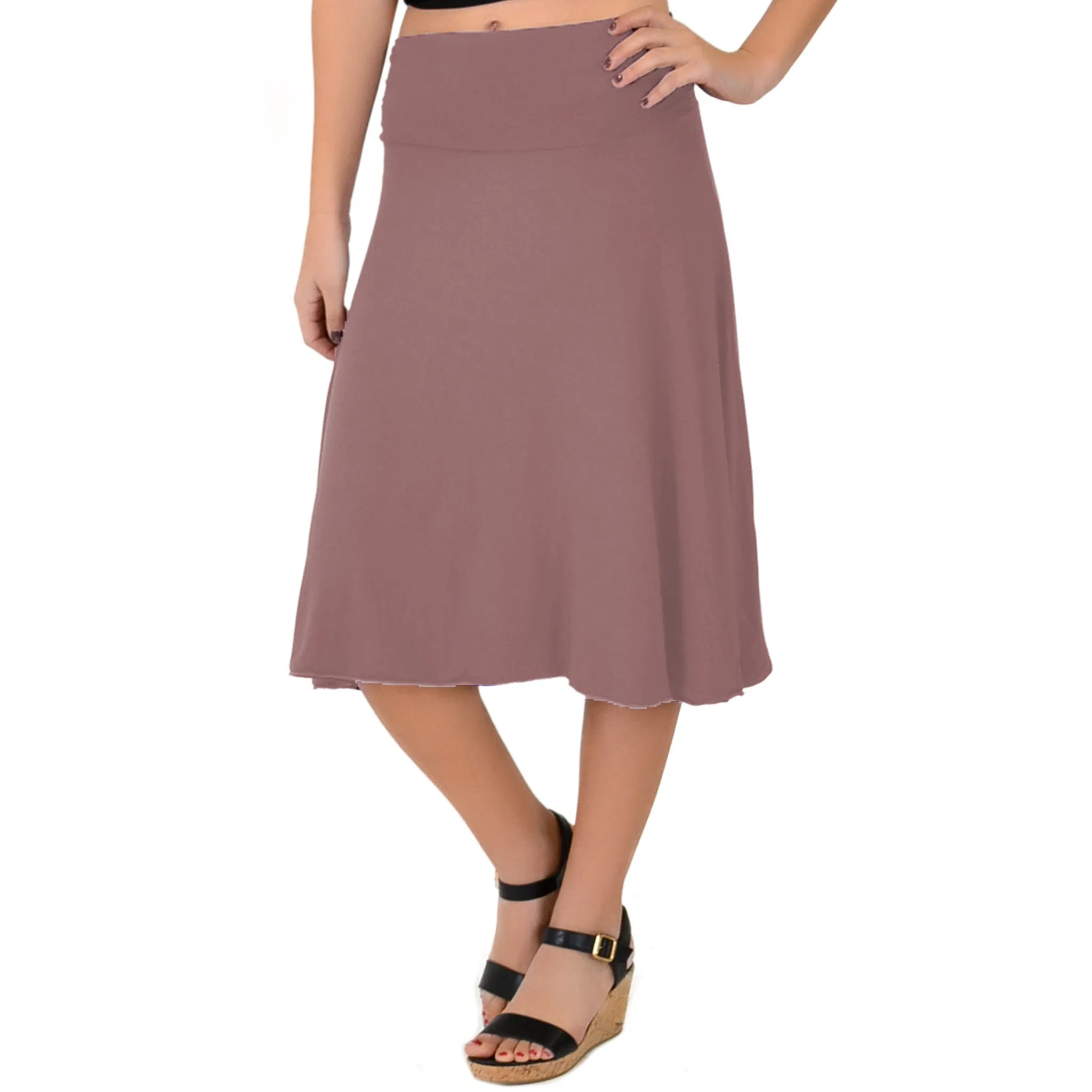 Plus Size Knee Length Flowy Skirt