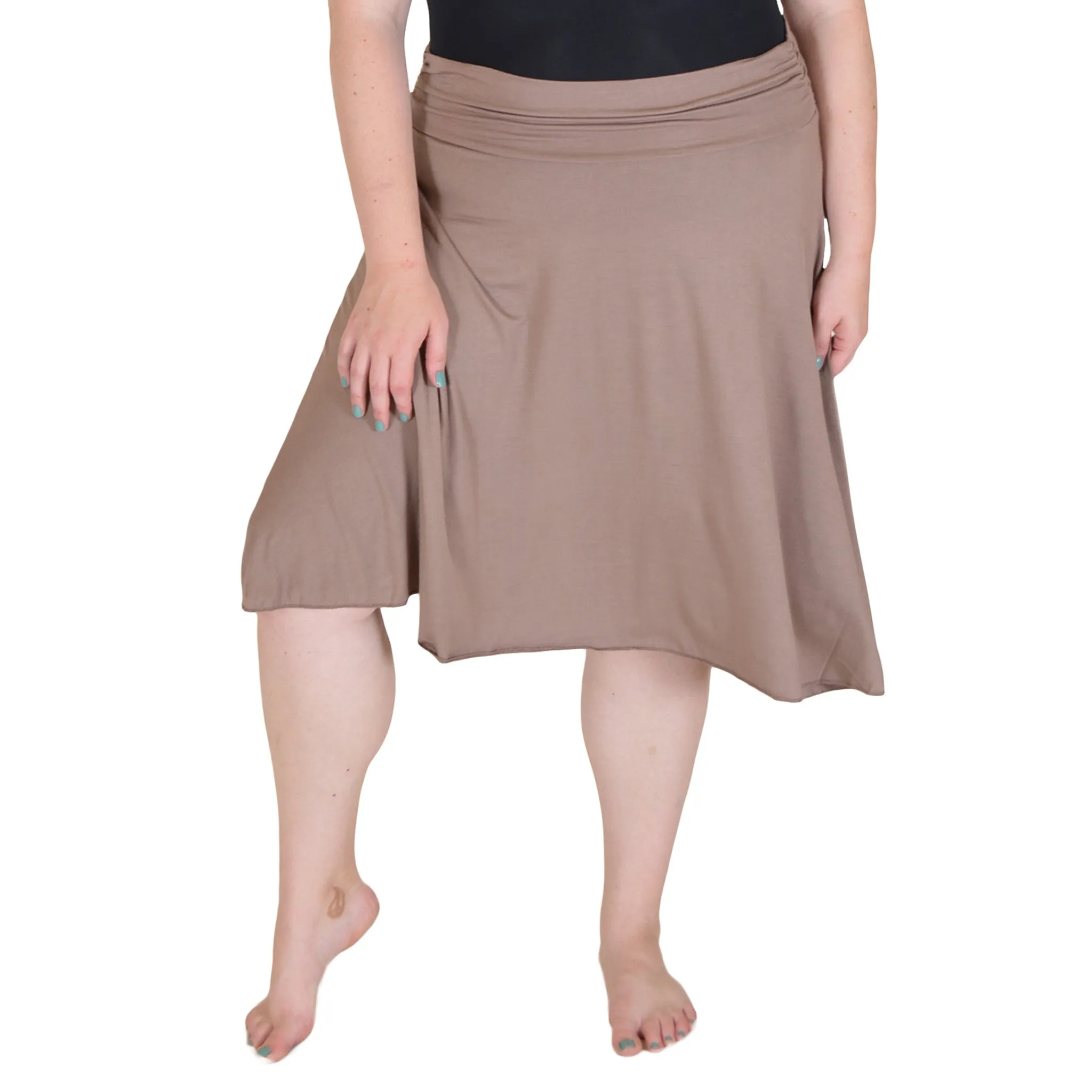 Plus Size Knee Length Flowy Skirt