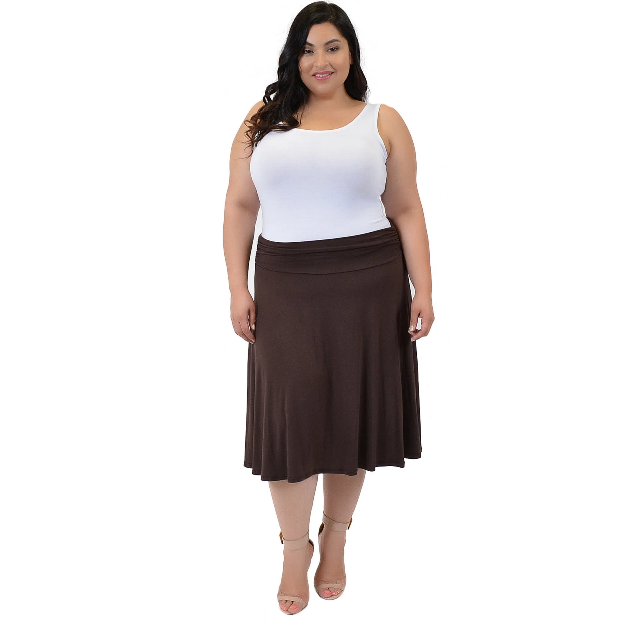 Plus Size Knee Length Flowy Skirt