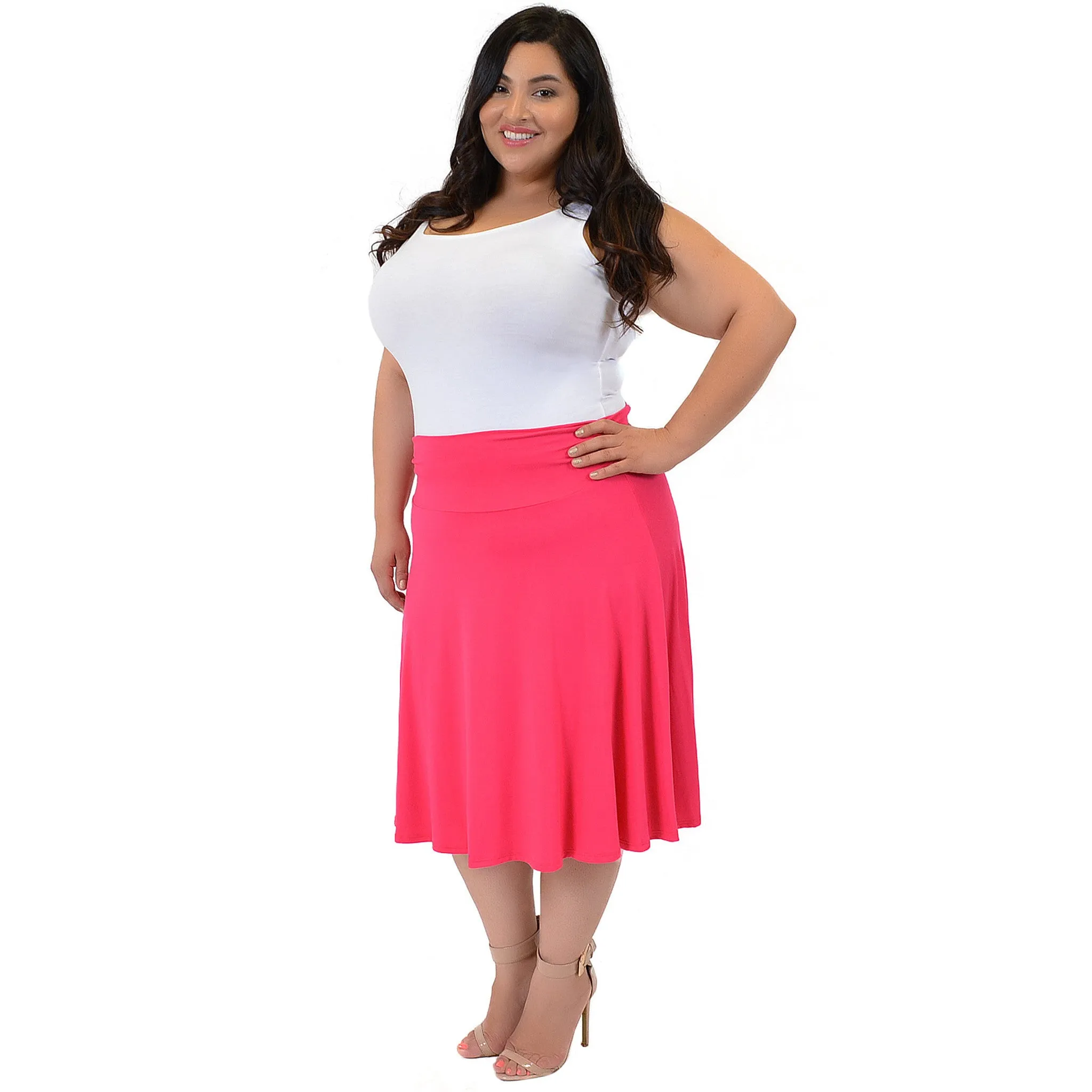 Plus Size Knee Length Flowy Skirt