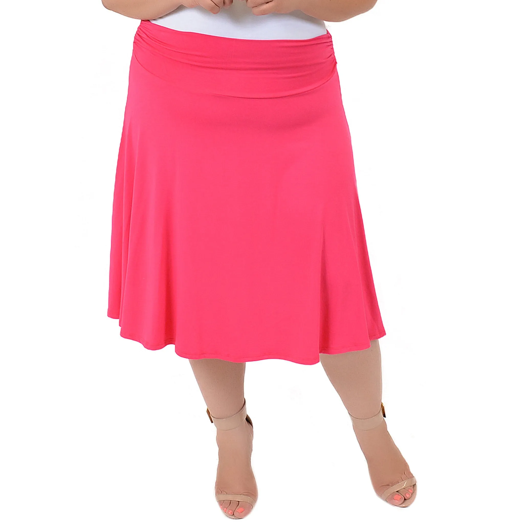 Plus Size Knee Length Flowy Skirt