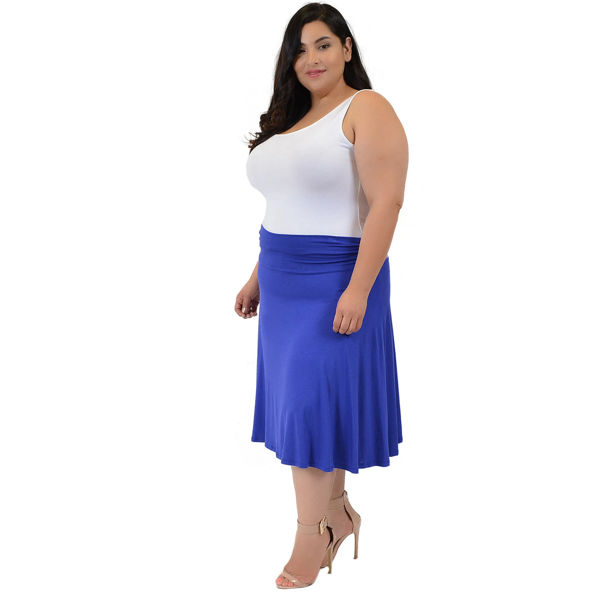 Plus Size Knee Length Flowy Skirt