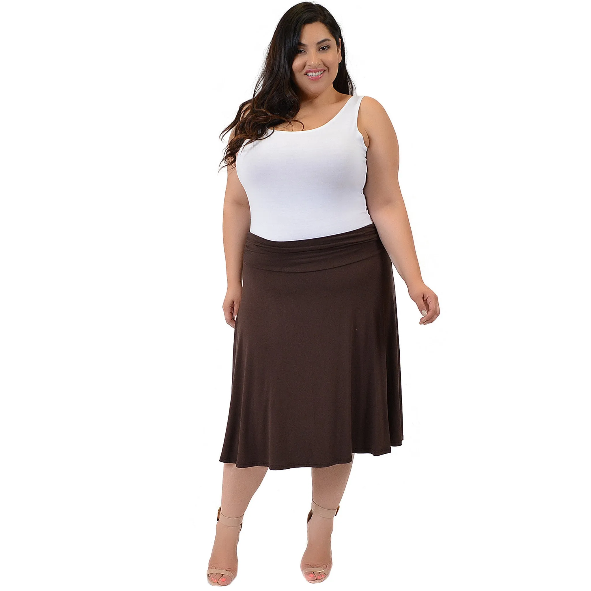 Plus Size Knee Length Flowy Skirt