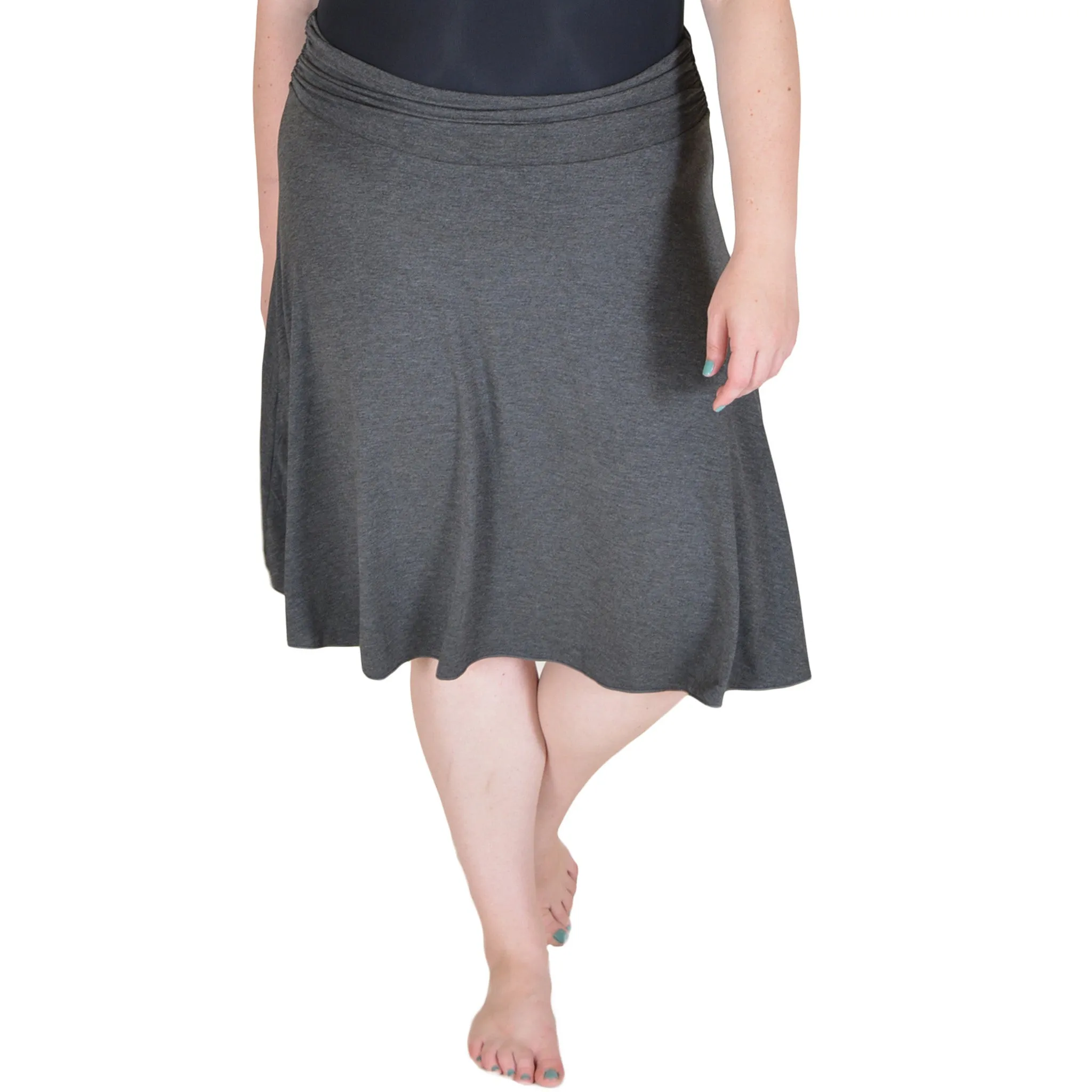 Plus Size Knee Length Flowy Skirt