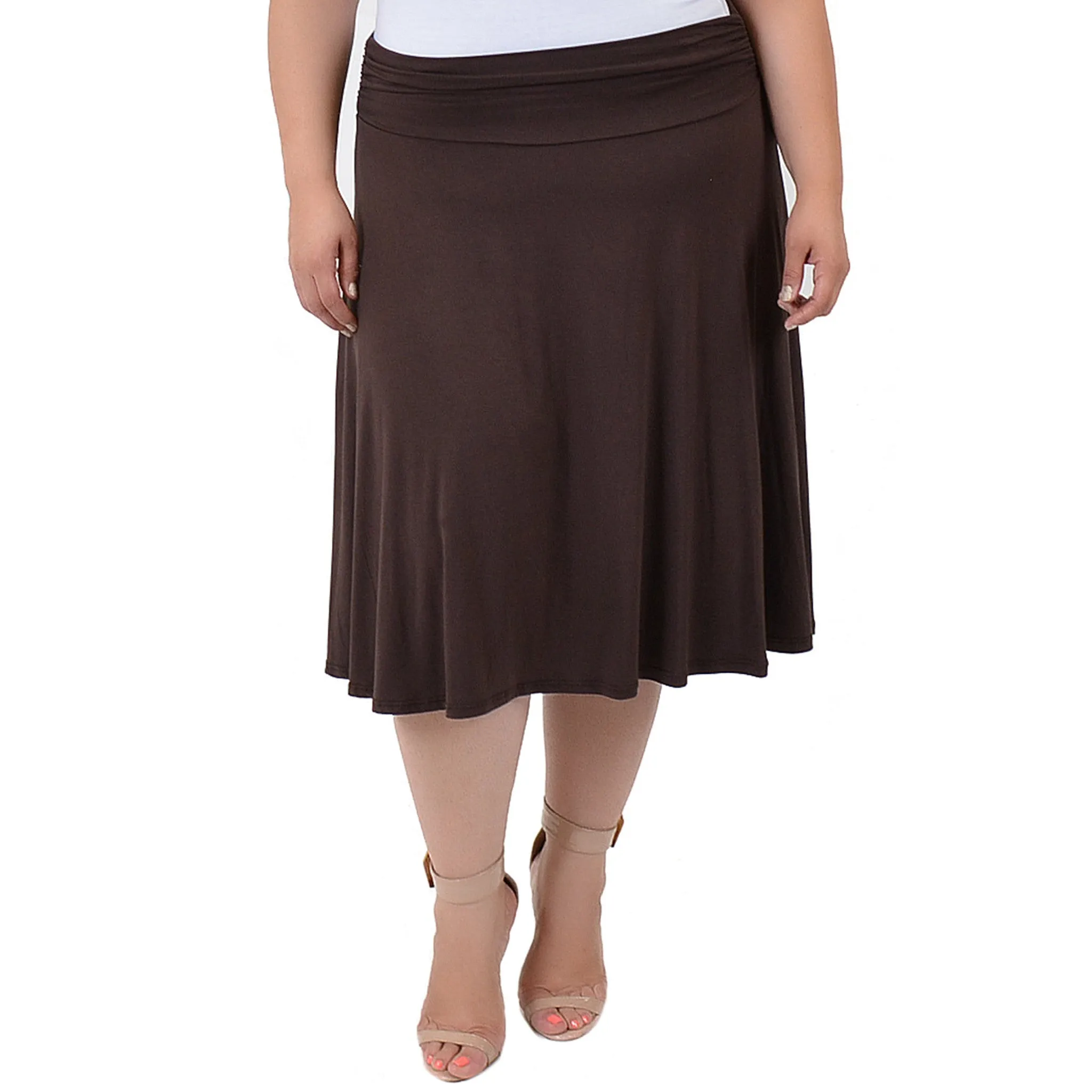Plus Size Knee Length Flowy Skirt