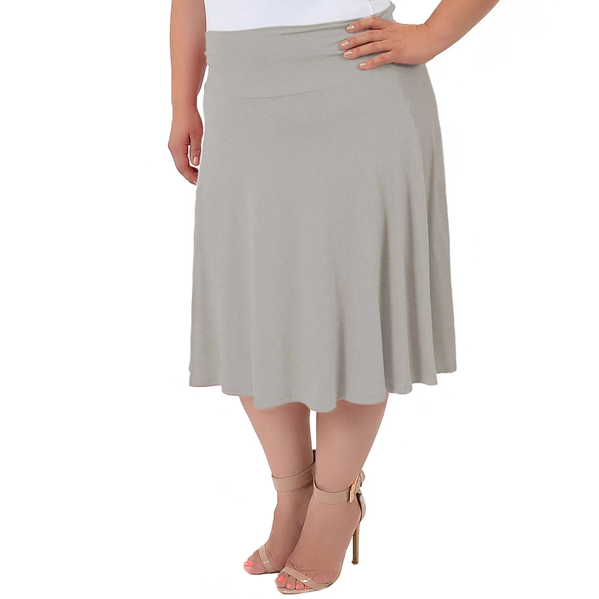 Plus Size Knee Length Flowy Skirt