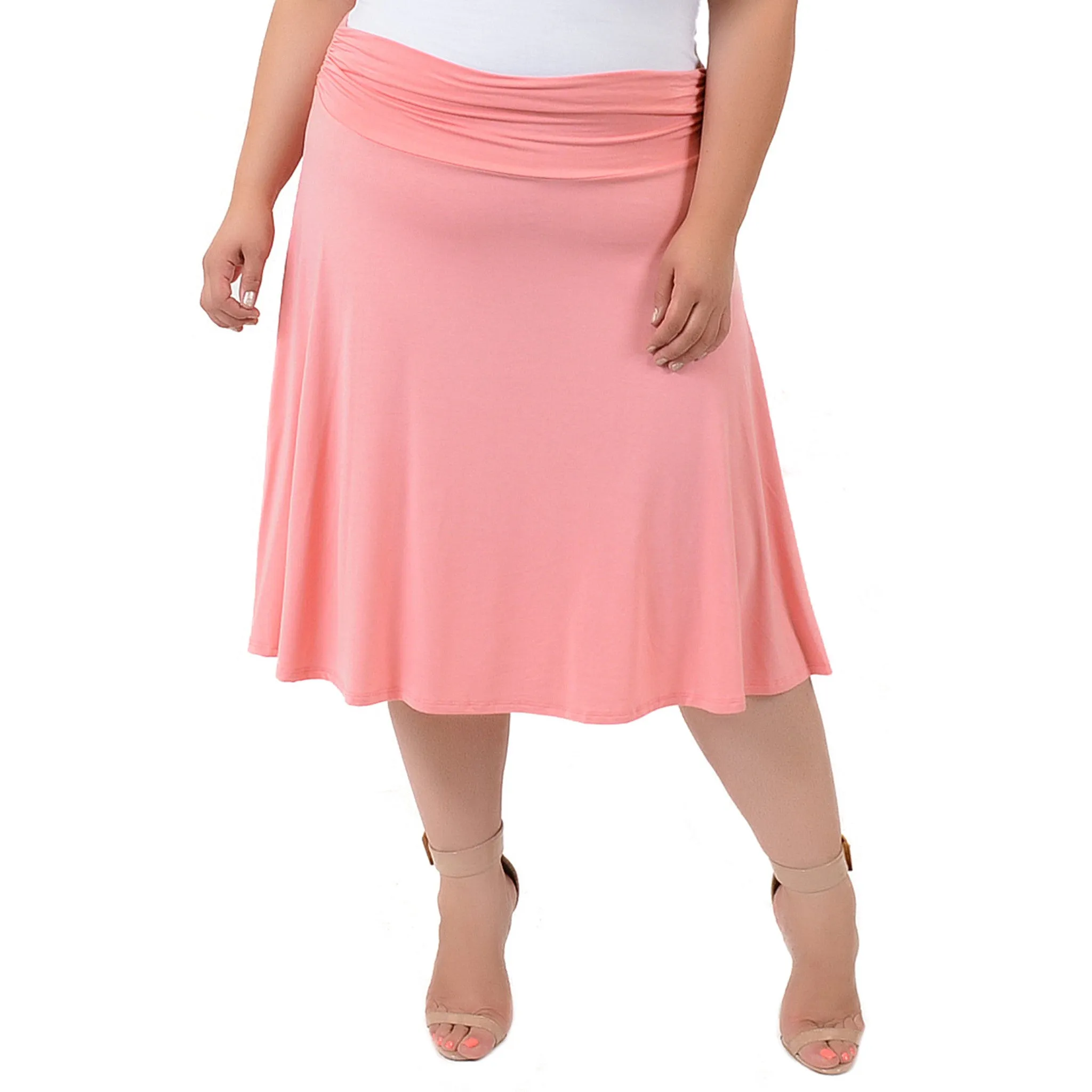 Plus Size Knee Length Flowy Skirt