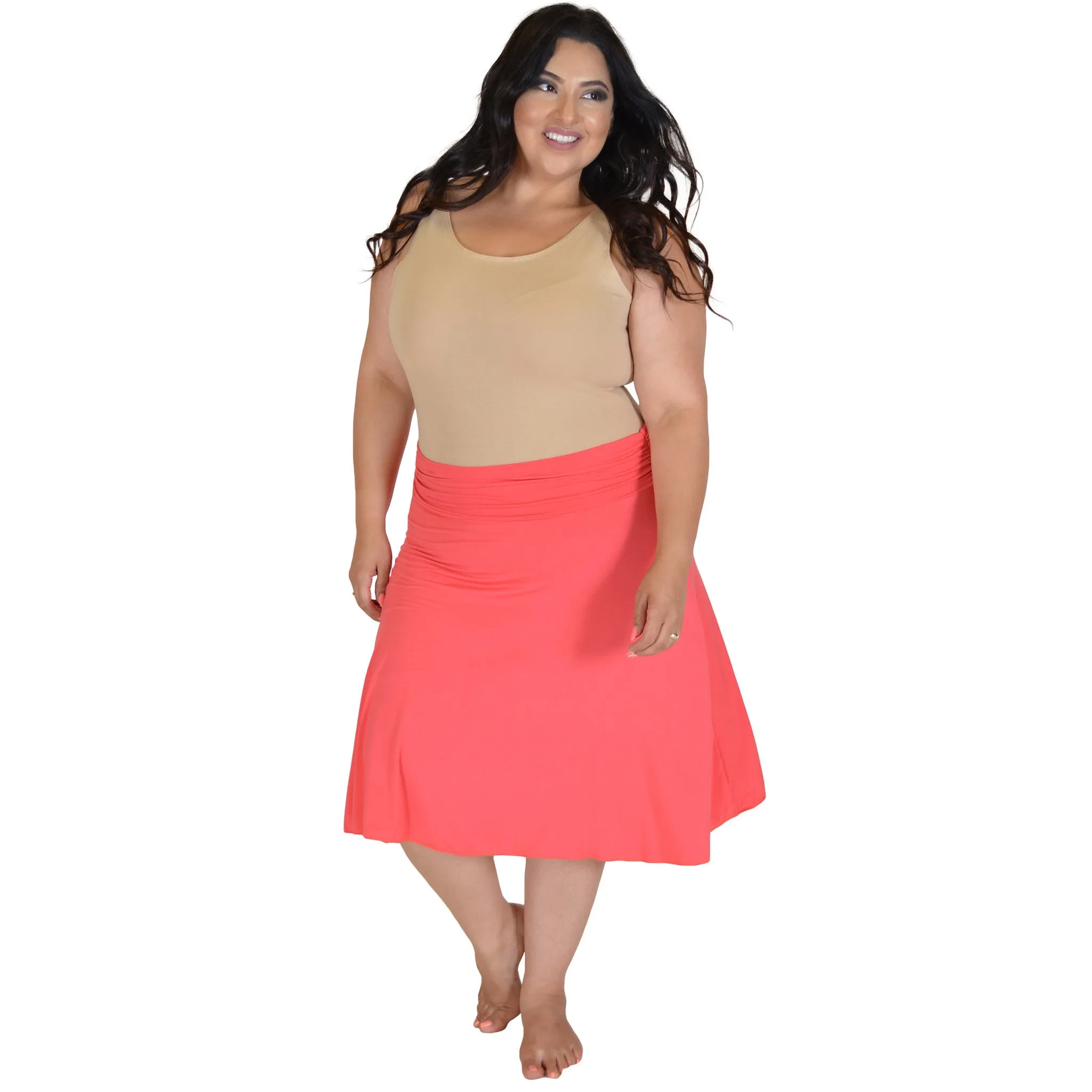 Plus Size Knee Length Flowy Skirt