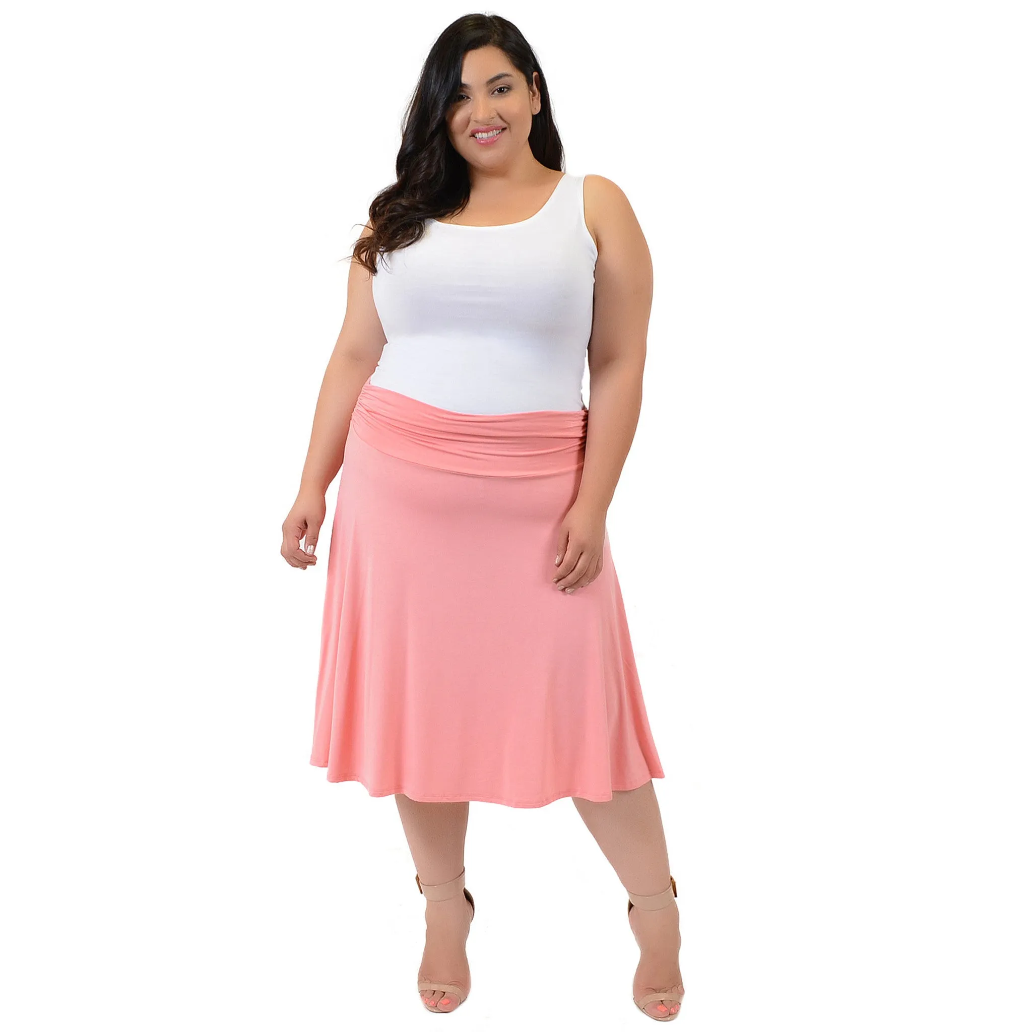 Plus Size Knee Length Flowy Skirt