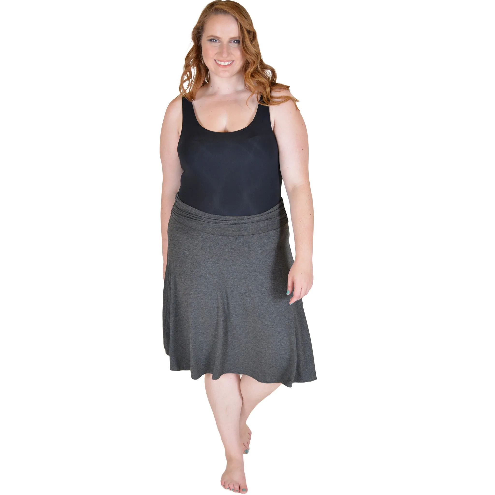 Plus Size Knee Length Flowy Skirt