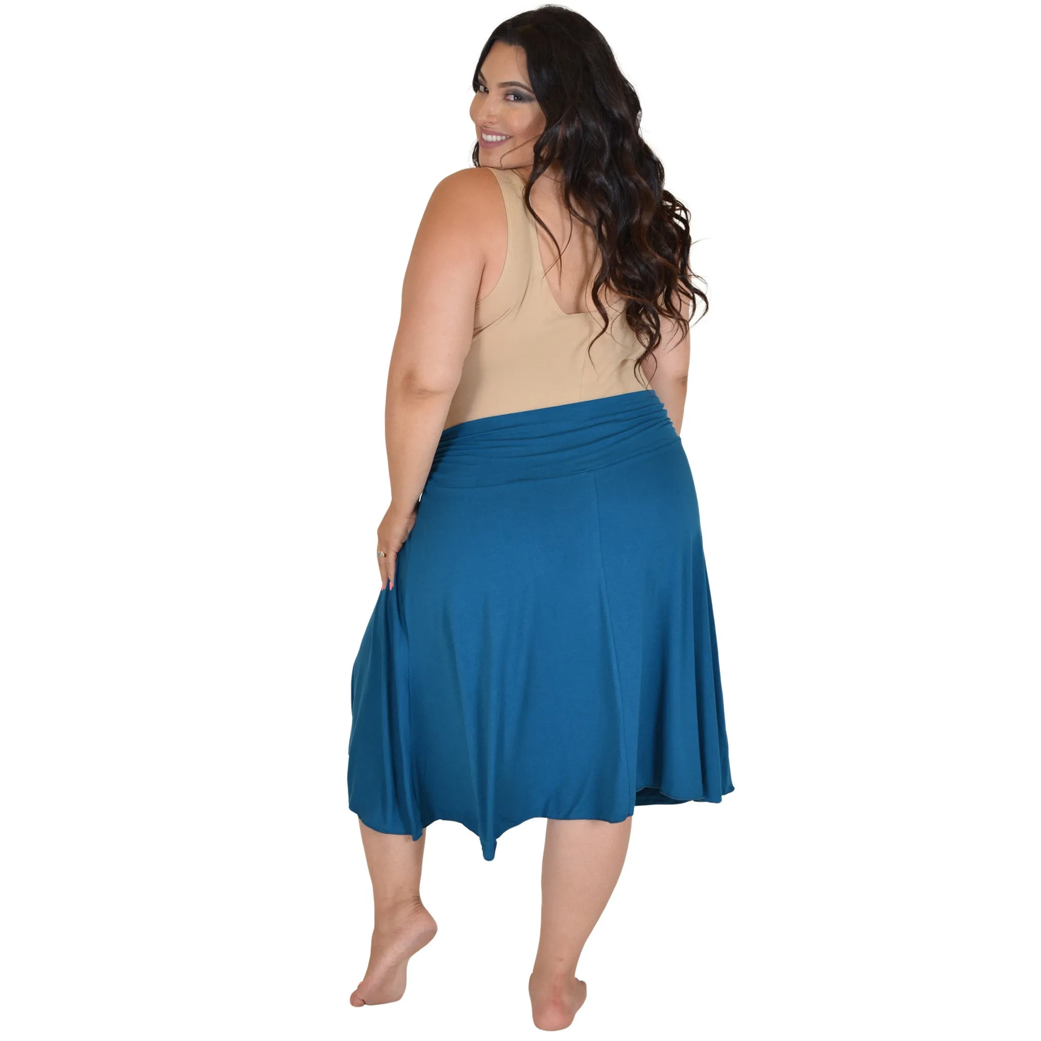 Plus Size Knee Length Flowy Skirt