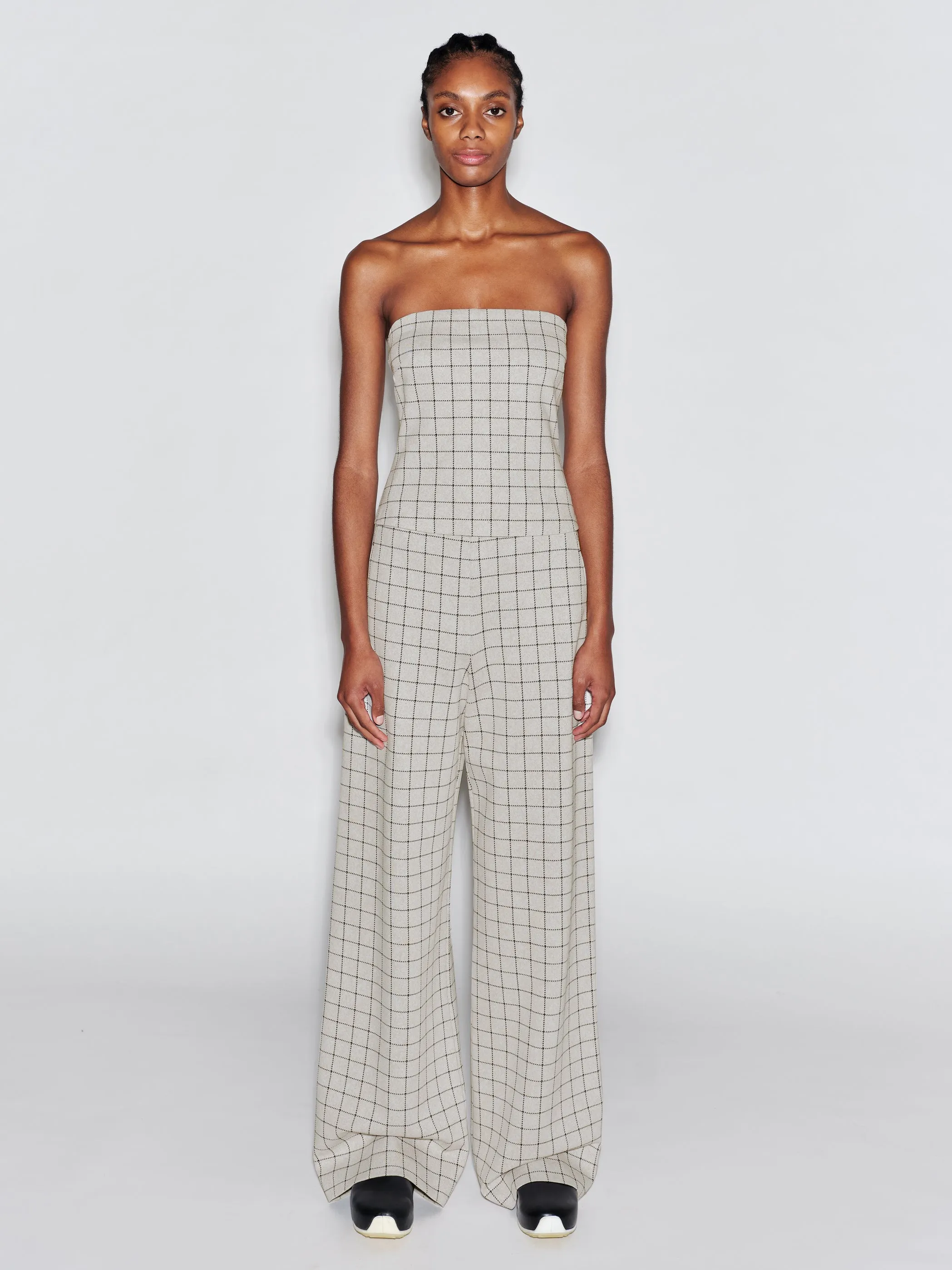 PULL ON STRAIGHT LEG TROUSER - WINDOWPANE