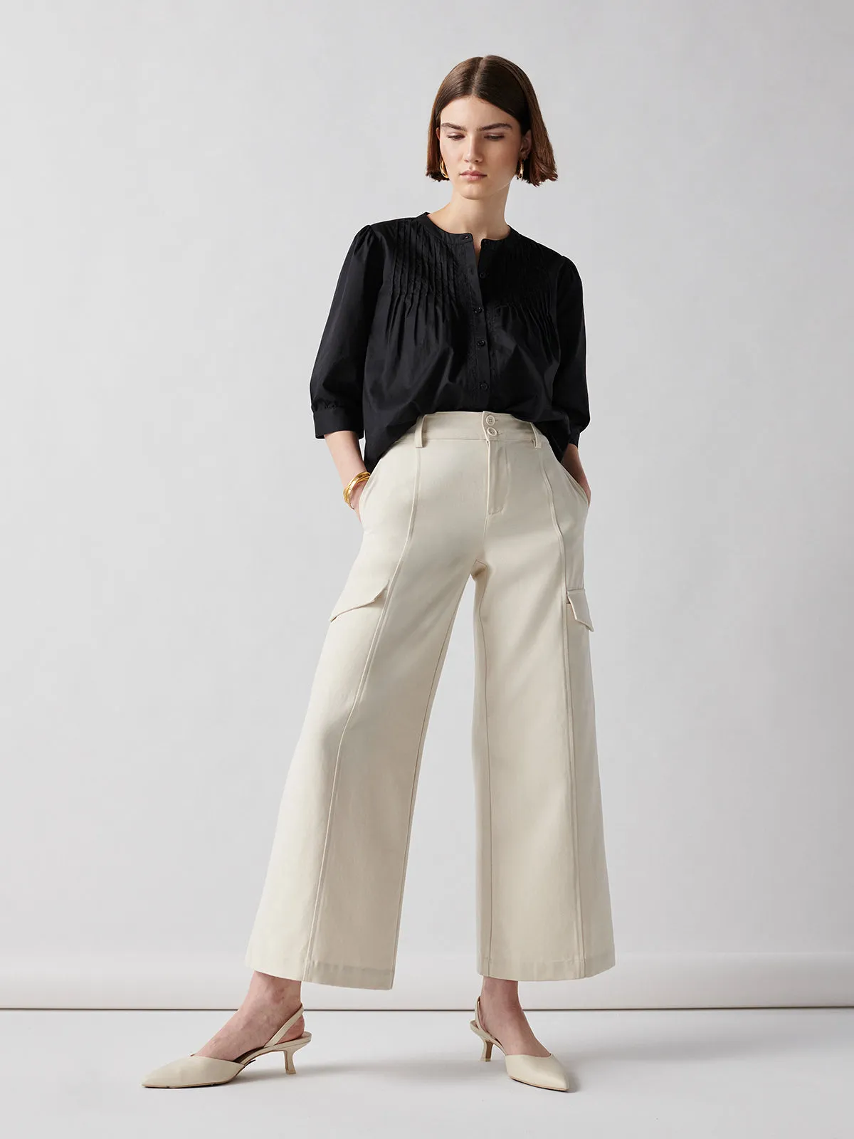 Rebel Wide Leg Standard Rise Crop Pant Birch
