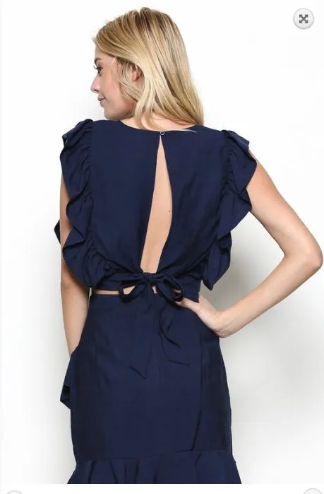 Ruffle Tie Back Crop Top