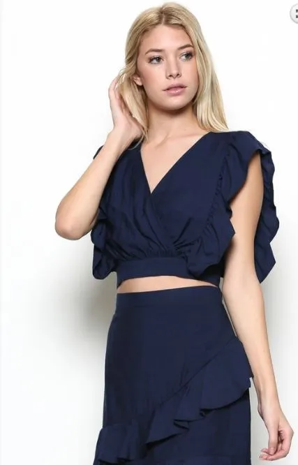 Ruffle Tie Back Crop Top