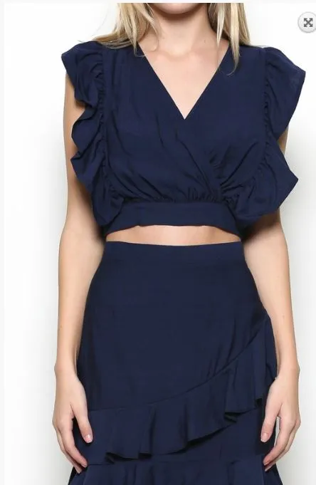 Ruffle Tie Back Crop Top