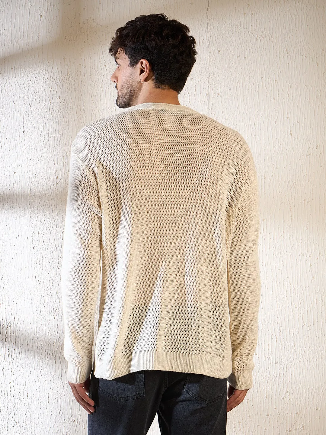 Sand Sheer Longsleeves Knitted Tshirt