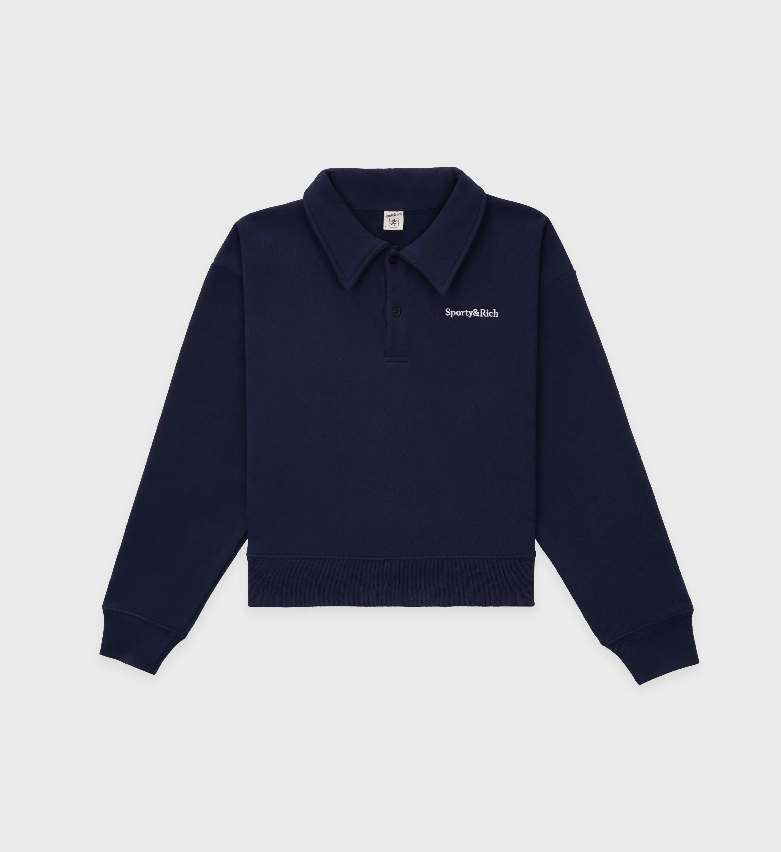 Serif Logo Embroidered Polo - Navy