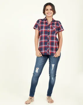 Short Sleeves Shirt in Checked Print