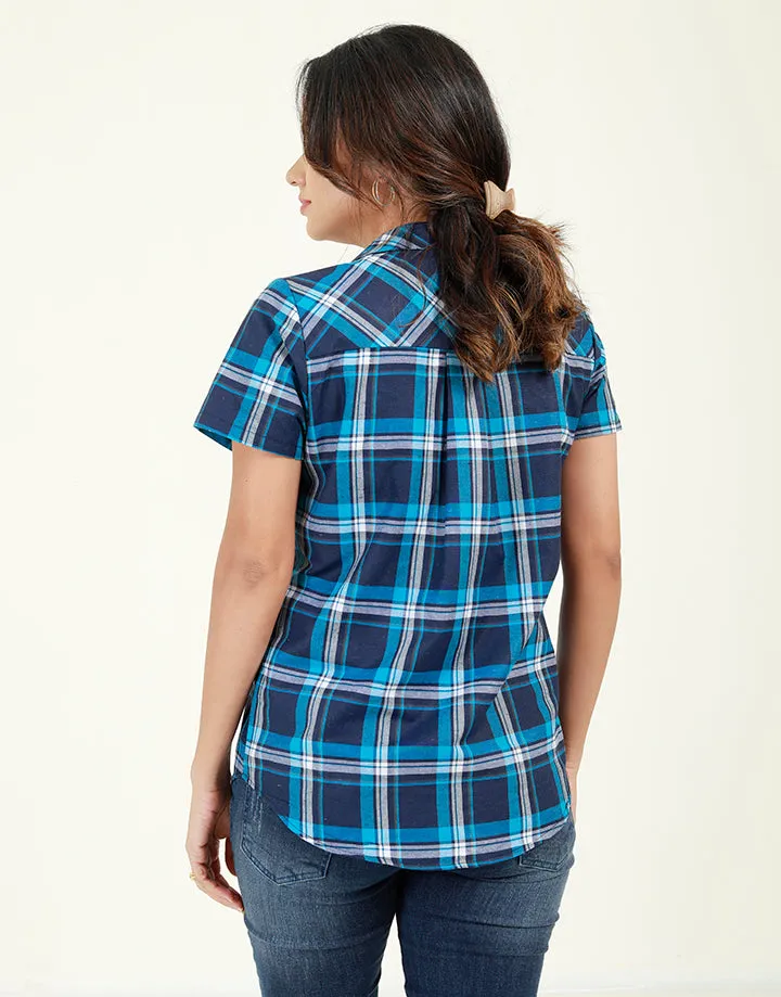 Short Sleeves Shirt in Checked Print