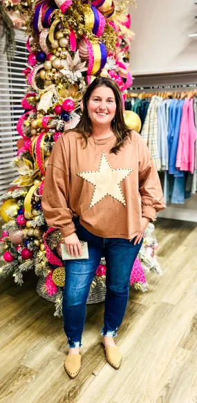 Suede Star Patch Top