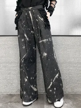 Surprise Sale! Inky Denim Ruffle Trimmed Pocket Wide Leg Trousers