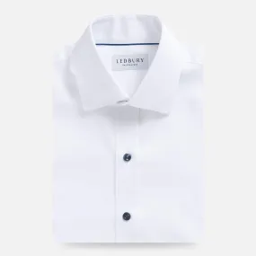The White Madison Fine Twill with Navy Buttons Custom Shirt