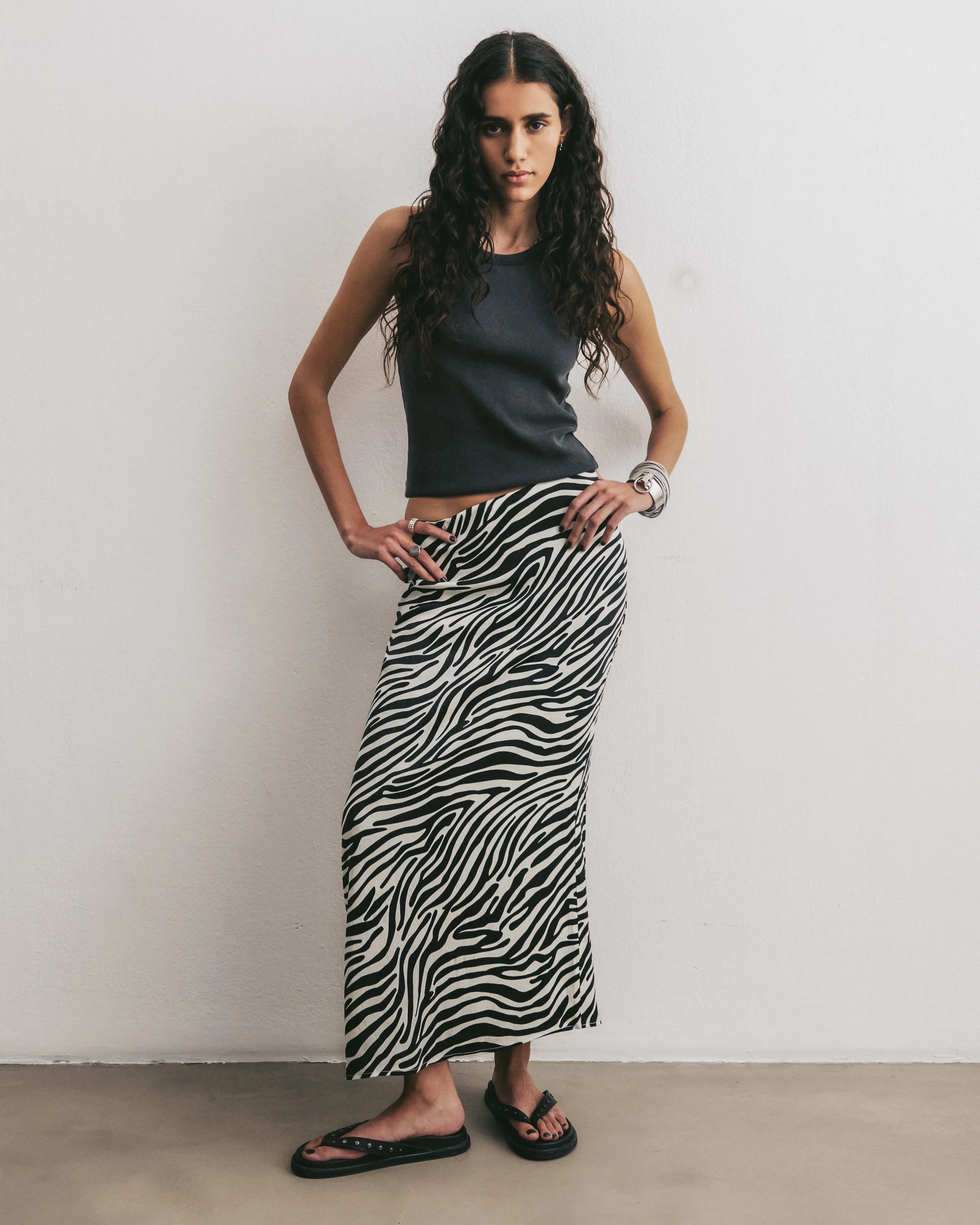 The Zebra Long Lyocell Skirt