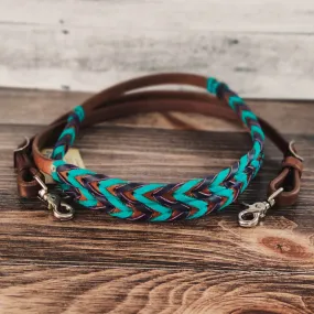Turquoise & Eggplant Double Laced Barrel Reins