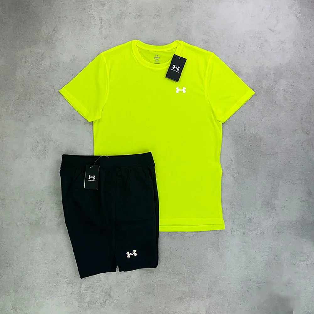 Under Armour Streaker T-shirt/ Shorts Set Volt/ Black