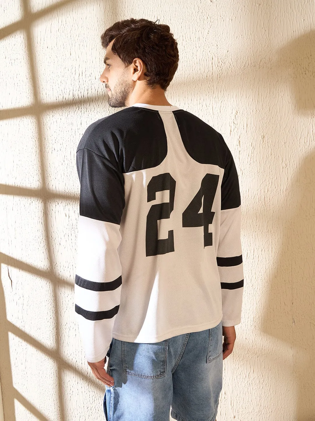 White Mesh Hockey Jersey Tshirt