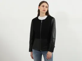 Women Solid Round Neck Jacket