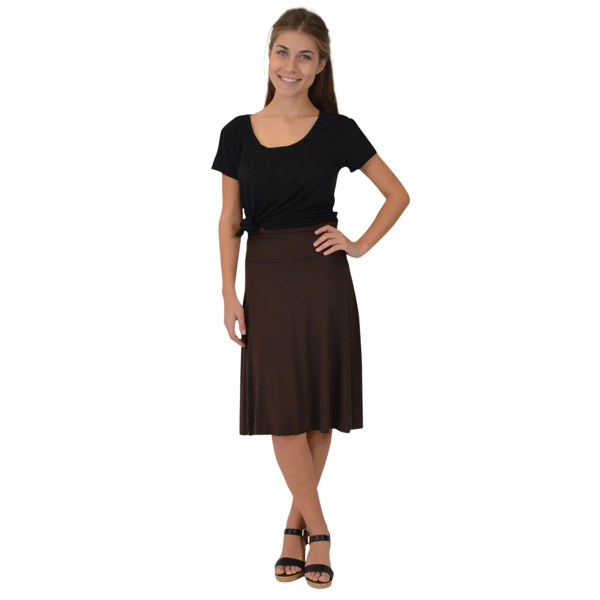 Women's Knee Length Flowy Skirt