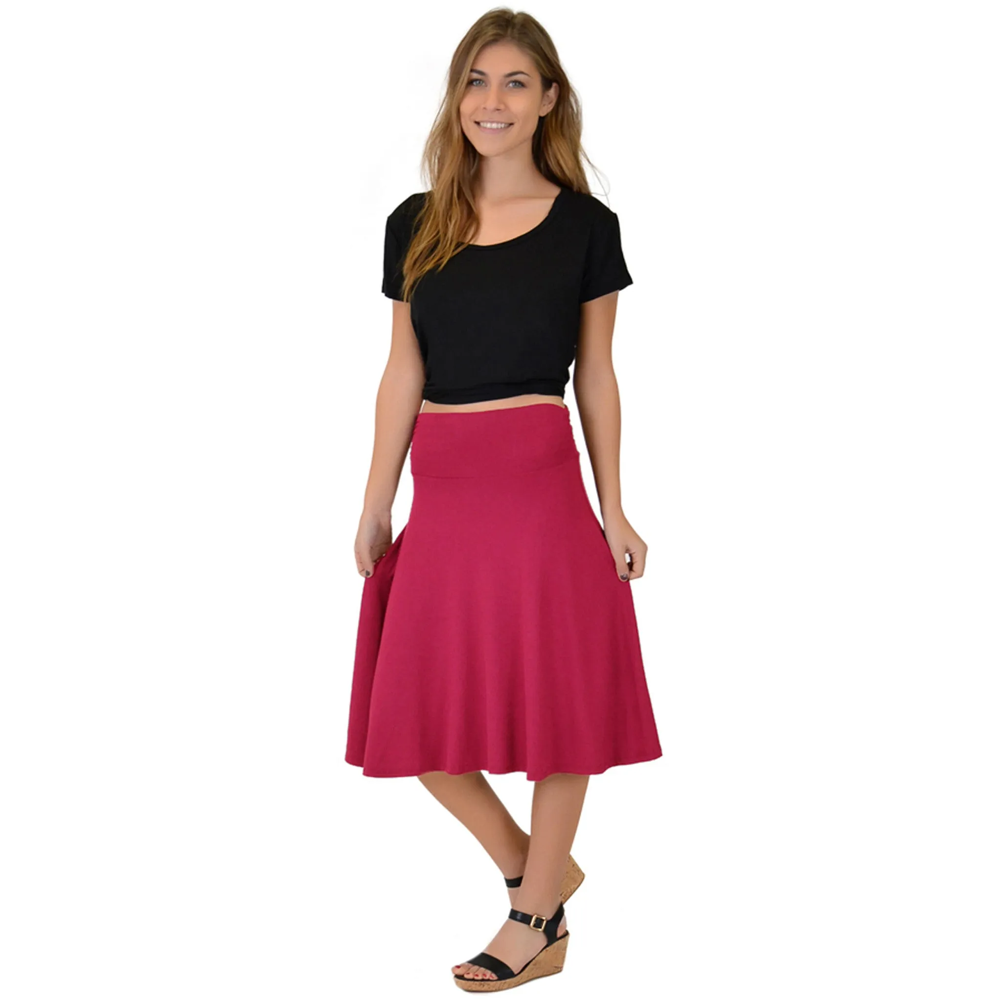 Women's Knee Length Flowy Skirt