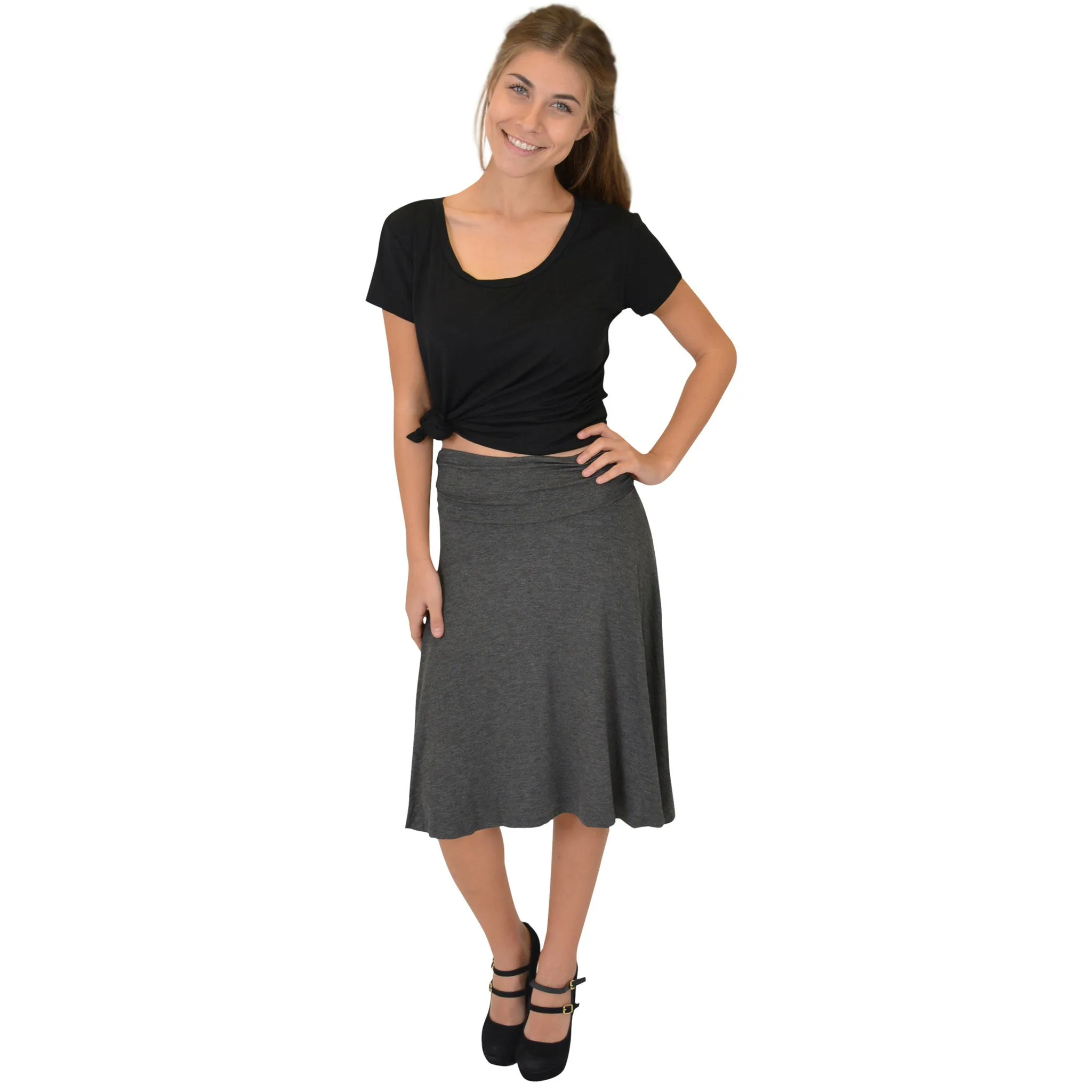 Women's Knee Length Flowy Skirt