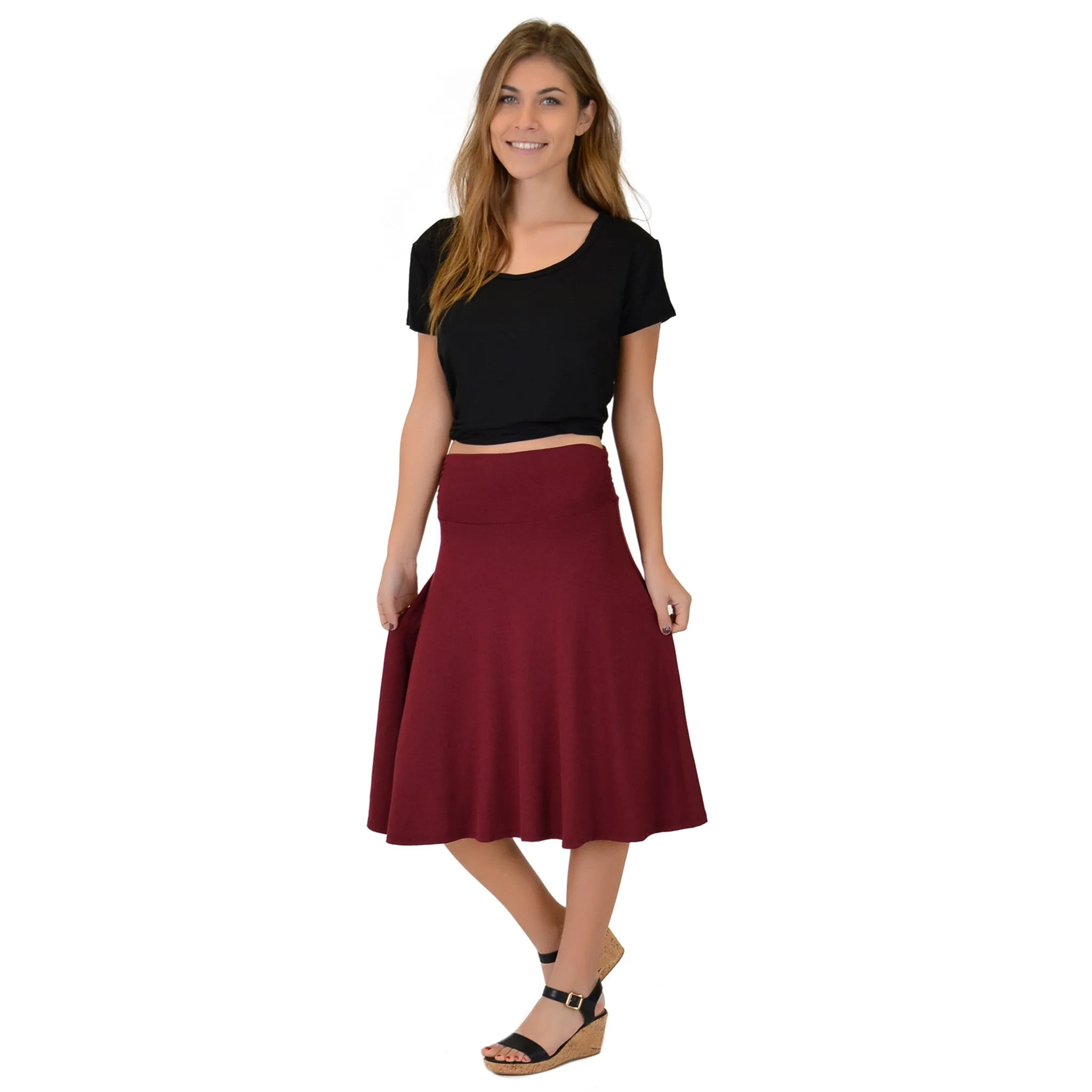 Women's Knee Length Flowy Skirt