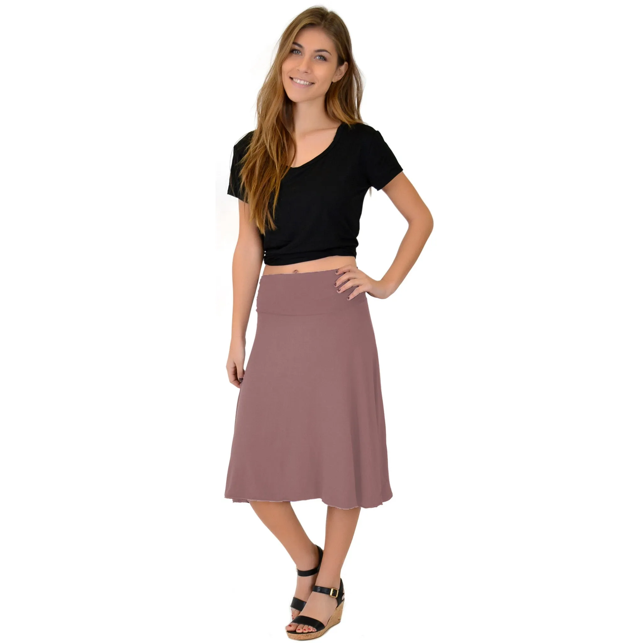 Women's Knee Length Flowy Skirt