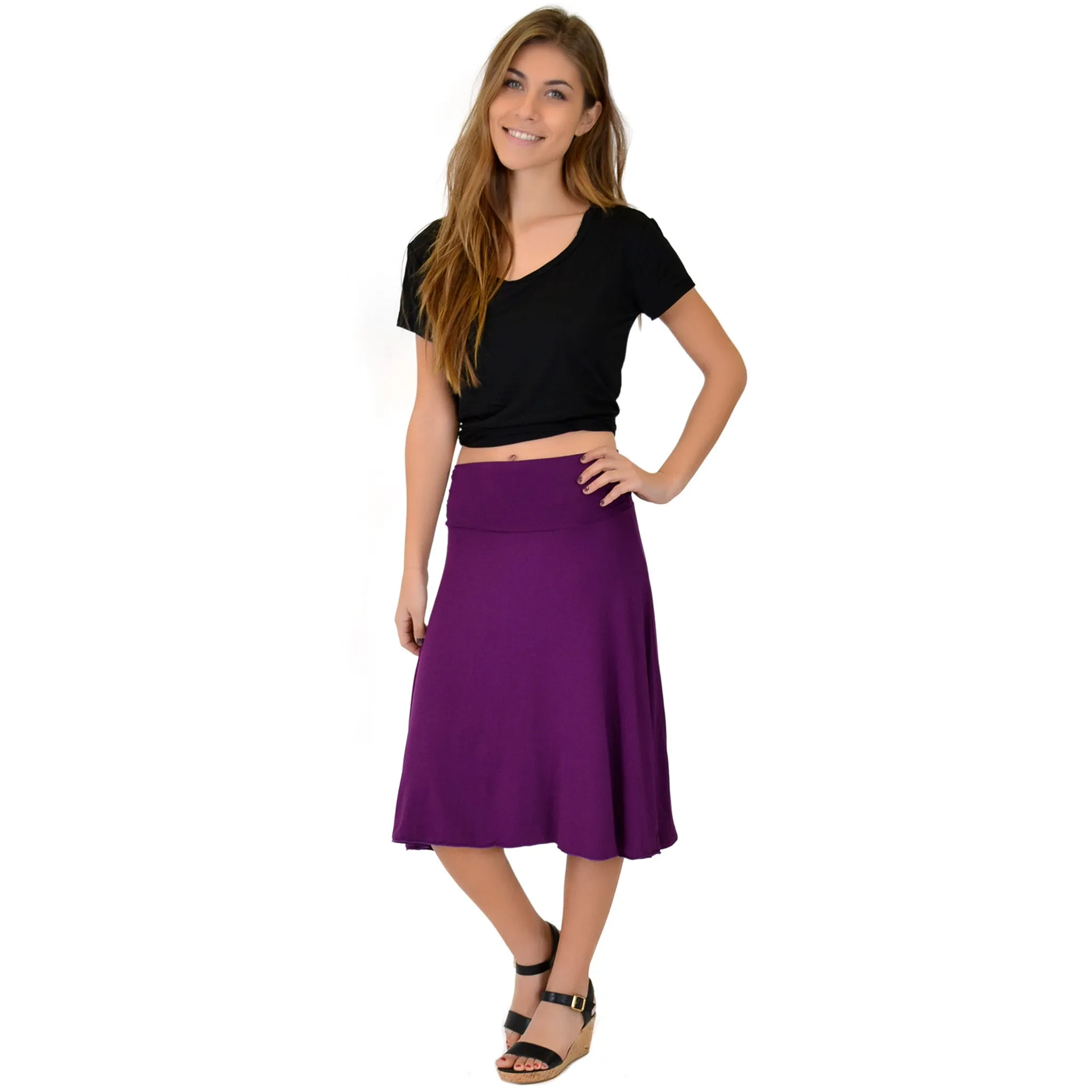 Women's Knee Length Flowy Skirt