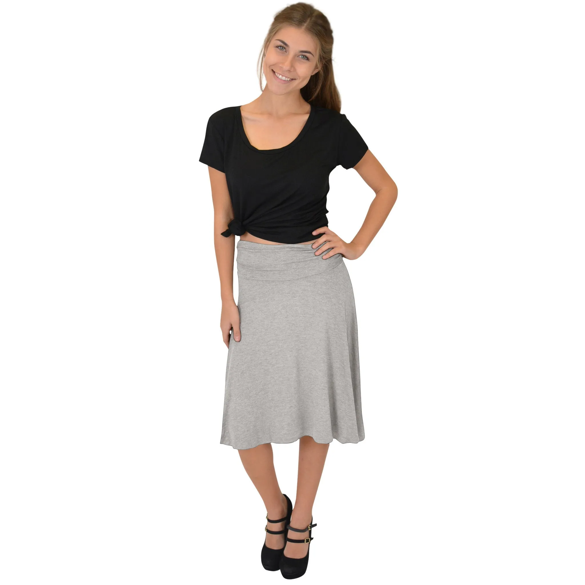 Women's Knee Length Flowy Skirt